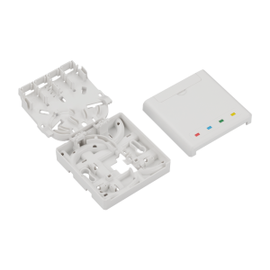 DIN-rail socket box for 4 SC adapters, white 